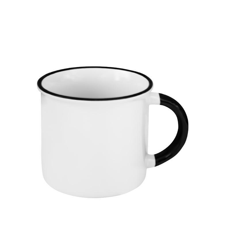 DSY Sublimation 11oz Ceramic Mug with Handle Looks Like Enamel Mug DIY Blank Coffee Cup