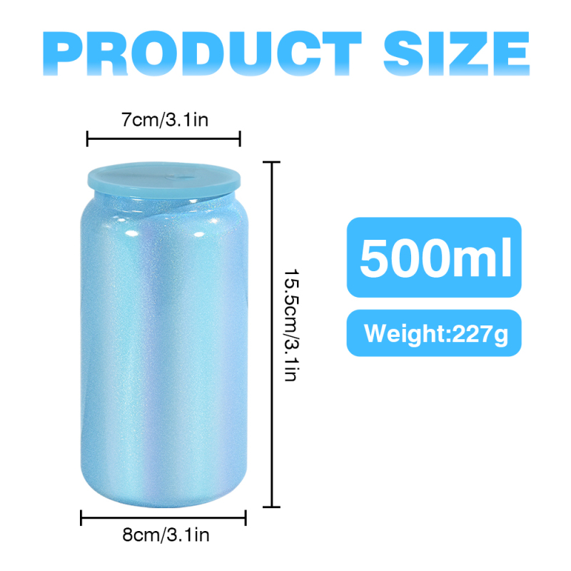In-stock 16oz Shimmer Glitter Stainless Steel Double Wall Insulated Tumbler Sublimation Blank Colorful Drink Can With Straw