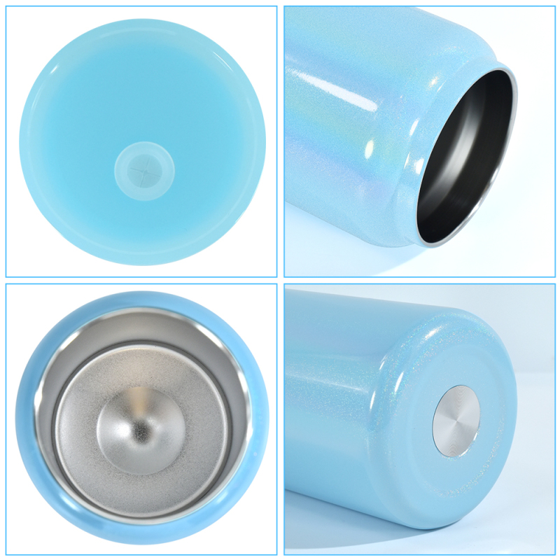 In-stock 16oz Shimmer Glitter Stainless Steel Double Wall Insulated Tumbler Sublimation Blank Colorful Drink Can With Straw