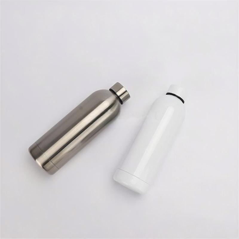DSY 500ml Sublimation Bottle Double Wall Insulation Small Mouth Water Bottle Sublimation Silver Stainless Steel Color