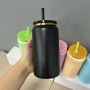 16oz Powder Coated Stainless Steel Double Wall Beer Mugs Tumblers Cups Can Jar Electroplating W/ Gold Plated for Laser Engraving