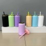 16oz Powder Coated Stainless Steel Double Wall Beer Mugs Tumblers Cups Can Jar Electroplating W/ Gold Plated for Laser Engraving