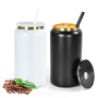 16oz Powder Coated Stainless Steel Double Wall Beer Mugs Tumblers Cups Can Jar Electroplating W/ Gold Plated for Laser Engraving