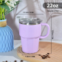 Custom logo 5oz 12oz 16oz 22oz Camping Travel Coffee Mug With Handle Inner 304 Stainless Steel Outer Plastic Mugs