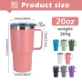 Custom LOGO 20oz Travel Car Tumbler 20oz Powder Coated Tumbler Vacuum Travel Mug Mix 8colors