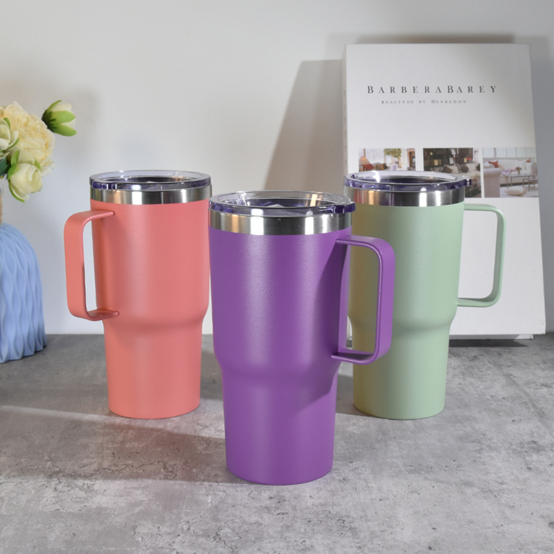 Custom LOGO 20oz Travel Car Tumbler 20oz Powder Coated Tumbler Vacuum Travel Mug Mix 8colors
