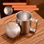 200ml Custom Logo Metal Travel Mug 300ml Silver Double Wall Insulated 400ml Coffee 316 Stainless Steel Cup with Lid Scale Handle