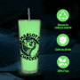 China Warehouse Glow in the Dark Snow Globe Tumbler Double Walled 24oz Pre Drilled Plastic Acrylic Tumbler Blank Cup with Lids