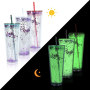 China Warehouse Glow in the Dark Snow Globe Tumbler Double Walled 24oz Pre Drilled Plastic Acrylic Tumbler Blank Cup with Lids