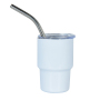 RTS All White 3oz Mini Tumbler Shot Glass With Straw Sublimation Double Layer Metal Cute Shot Glasses Set 3oz With Lids