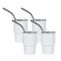 RTS All White 3oz Mini Tumbler Shot Glass With Straw Sublimation Double Layer Metal Cute Shot Glasses Set 3oz With Lids