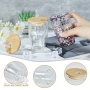 Pre-Drilled 3OZ SUBLIMATABLE GLASS GLITTER SNOW GLOBE SHOT GLASS Double Wall Shot Glasses Mini Tumbler W/ Bamboo Lids