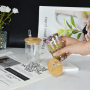 Pre-Drilled 3OZ SUBLIMATABLE GLASS GLITTER SNOW GLOBE SHOT GLASS Double Wall Shot Glasses Mini Tumbler W/ Bamboo Lids