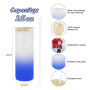 6pcs/ctn Small Pack China Warehouse 25oz Frosted Gradient Color Sublimation Blank Skinny Glass Bottle Tumbler with Wooden Lids