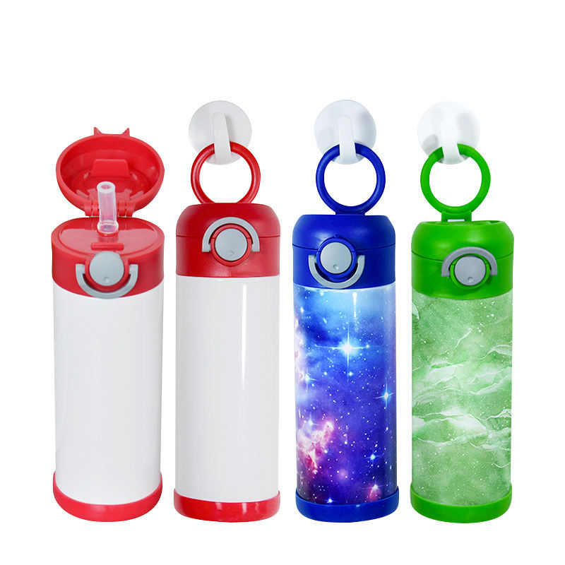 China RTS 12oz Sublimation Tumbler Stainless Steel Double Wall Vacuum Insulated Kids Cup Water Bottle with Bounce Flip Top Lids