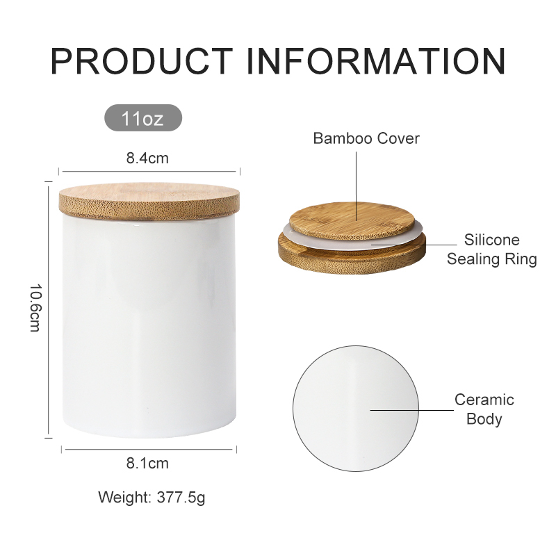 RTS US 36pcs/ctn 11oz White Candle Tins,  Mental Jars With Wood Grain Lids for Making, Bulk Containers