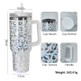US RTS 40oz H1.0 Holographic Leopard Stainless Steel Tumbler Double Structure Design Travel Mug with Handle Straw Free Shipping