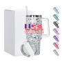 US RTS 40oz H1.0 Holographic Leopard Stainless Steel Tumbler Double Structure Design Travel Mug with Handle Straw Free Shipping