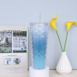 ombre blue fish scale plaid pattern plastic cups