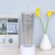 silver glitter fish scale plaid pattern plastic cups