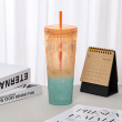 Orange blue sea wave cactus pattern plastic cups
