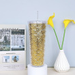 Golden glitter fish scale plaid pattern plastic cups