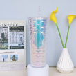 holographic wihte fish scale plaid pattern plastic cups