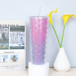 ombre pink purple fish scale plaid pattern plastic cups