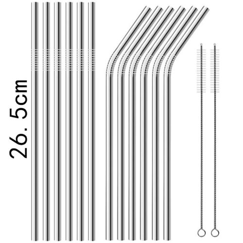 Tumbler Stainless Steel Straws Reusable Metal Drinking Straws 26.5cm Sliver Metal Straw