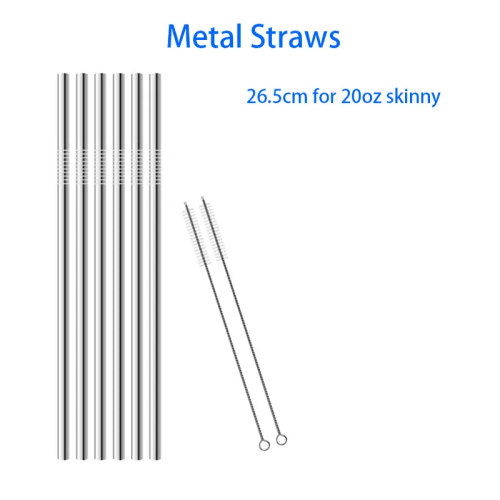 Tumbler Stainless Steel Straws Reusable Metal Drinking Straws 26.5cm Sliver Metal Straw