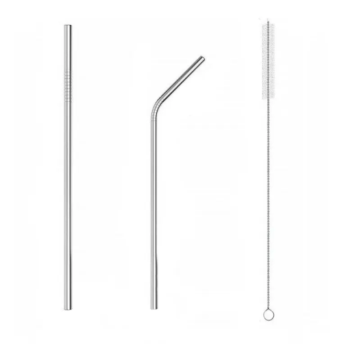 Tumbler Stainless Steel Straws Reusable Metal Drinking Straws 26.5cm Sliver Metal Straw