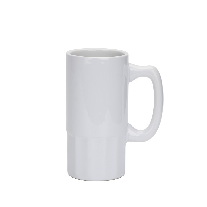 Factory Customized Logo 20oz Ceramic Mug Sublimation Blanks Beer Mug Anti Slip Bottom White Coffee Cup with Handle for Wholesale