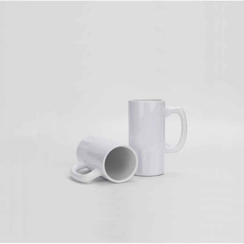 Factory Customized Logo 20oz Ceramic Mug Sublimation Blanks Beer Mug Anti Slip Bottom White Coffee Cup with Handle for Wholesale