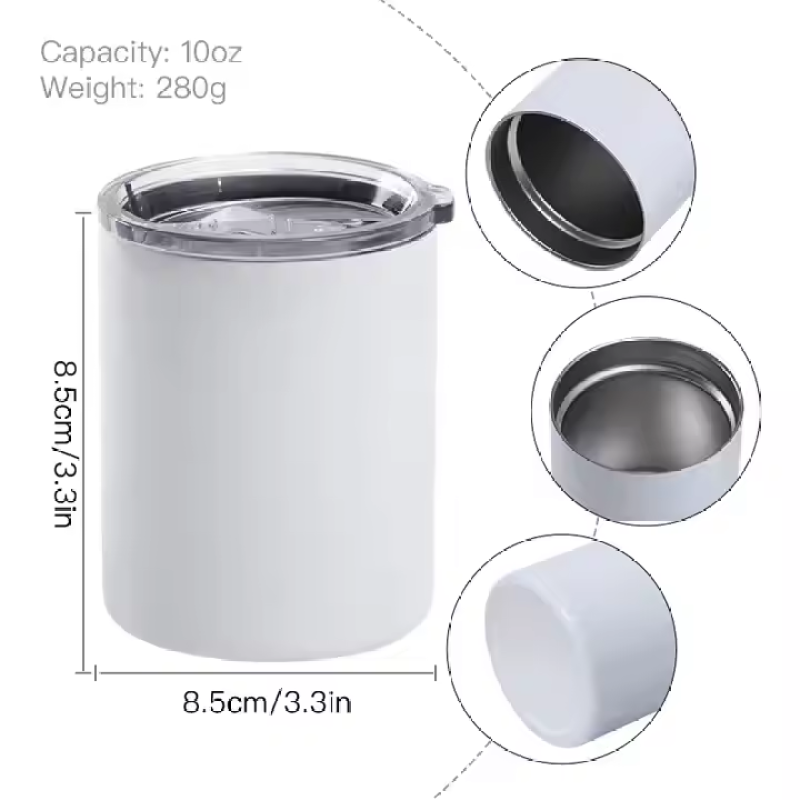 10oz Travel Straight Cup Seamless Sublimation Blanks Tumbler Slide Lid Mug No Handle  Tumbler Hot and Cold