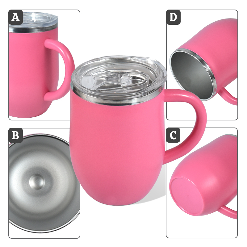 Elegant Egg-shaped Comfortable Grip Food-grade Plastic Exterior Corrosion-resistant Stainless Steel Interior 12oz Mug