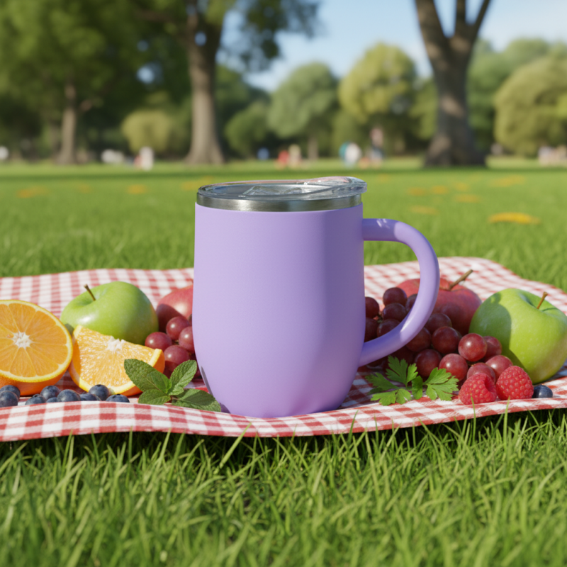 Elegant Egg-shaped Comfortable Grip Food-grade Plastic Exterior Corrosion-resistant Stainless Steel Interior 12oz Mug