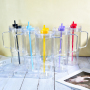 40oz Glitter Snow Globe Acrylic Tumbler Double Wall Plastic Acrylic Glitter Tumbler with Handle with Colored Lids and Straw