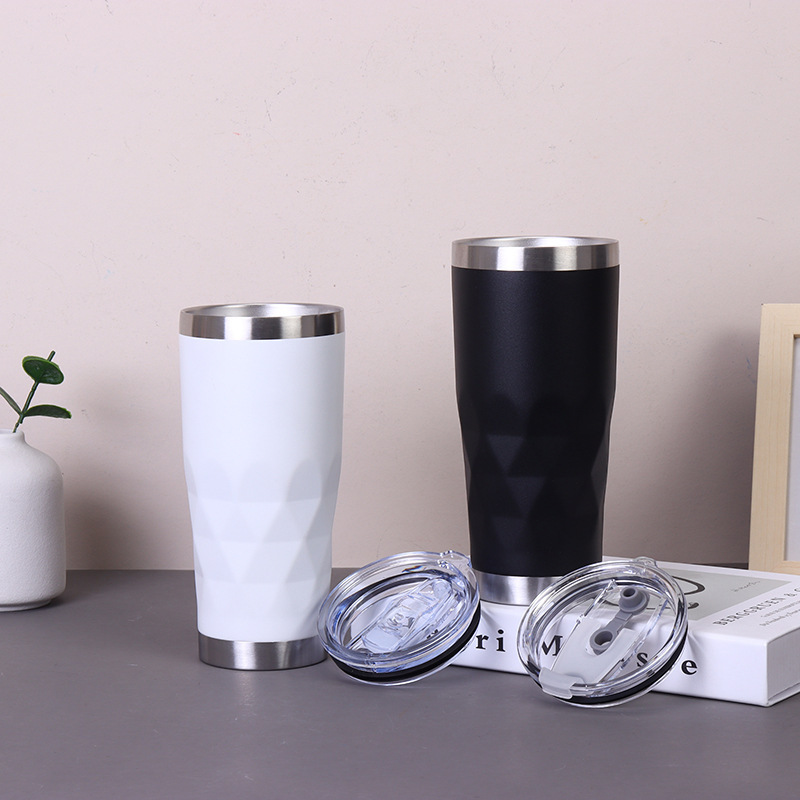 Custom logo 20oz Stainless Steel Car Cup Simple Double Wall Vacuum Insulation Cup Portable Double Drink Cold Ice Cup