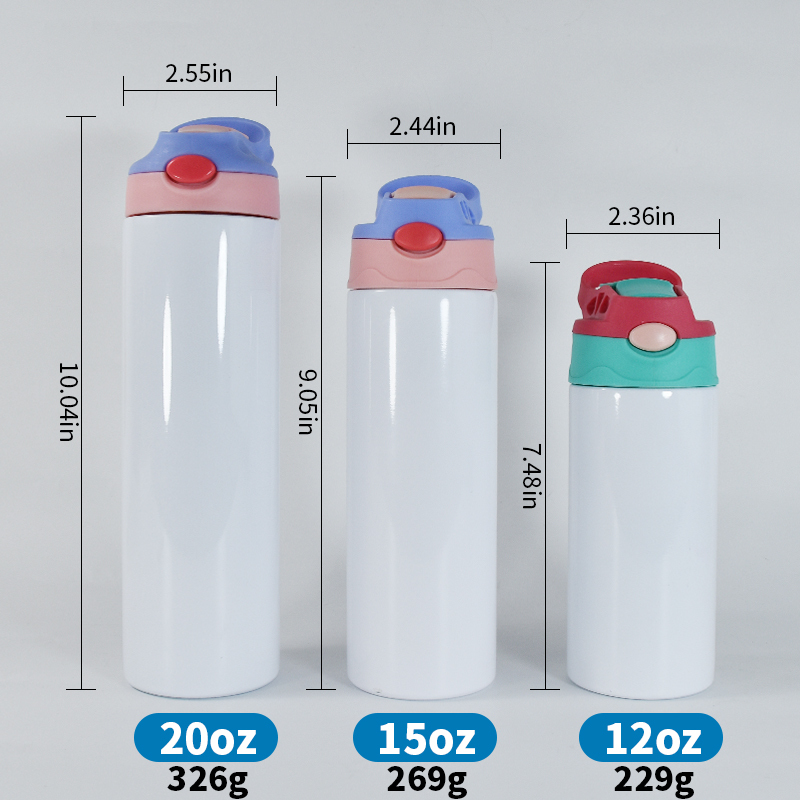 China Warehouse Sublimation Tumblers 12oz 20oz Stainless Steel Insulated Kids Tumblers Sublimation Straight Kids Water Bottles