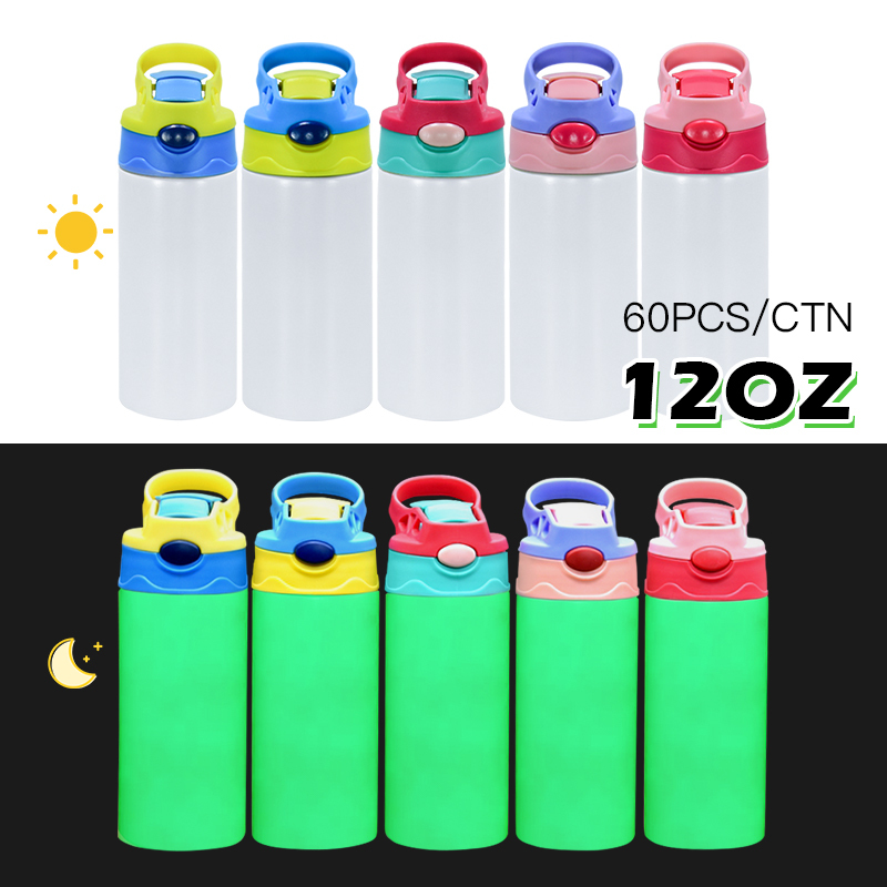 China Warehouse Sublimation Tumblers 12oz 20oz Stainless Steel Insulated Kids Tumblers Sublimation Straight Kids Water Bottles