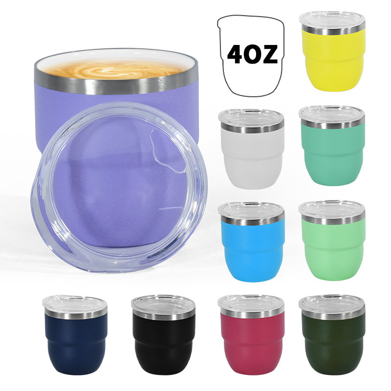 RTS 4PCS/CTN US Warehouse 4oz Powder Coated 4colors Coffee Mugs Mini Cups Inside with Enamel Coating