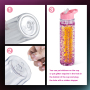 17oz Pre-drilled Double Wall Snow Globe Snow Globe Tumbler Acrylic BPA Free Kids Acrylic Water Bottles with Plug Flip Straw