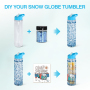 17oz Pre-drilled Double Wall Snow Globe Snow Globe Tumbler Acrylic BPA Free Kids Acrylic Water Bottles with Plug Flip Straw