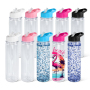 17oz Pre-drilled Double Wall Snow Globe Snow Globe Tumbler Acrylic BPA Free Kids Acrylic Water Bottles with Plug Flip Straw