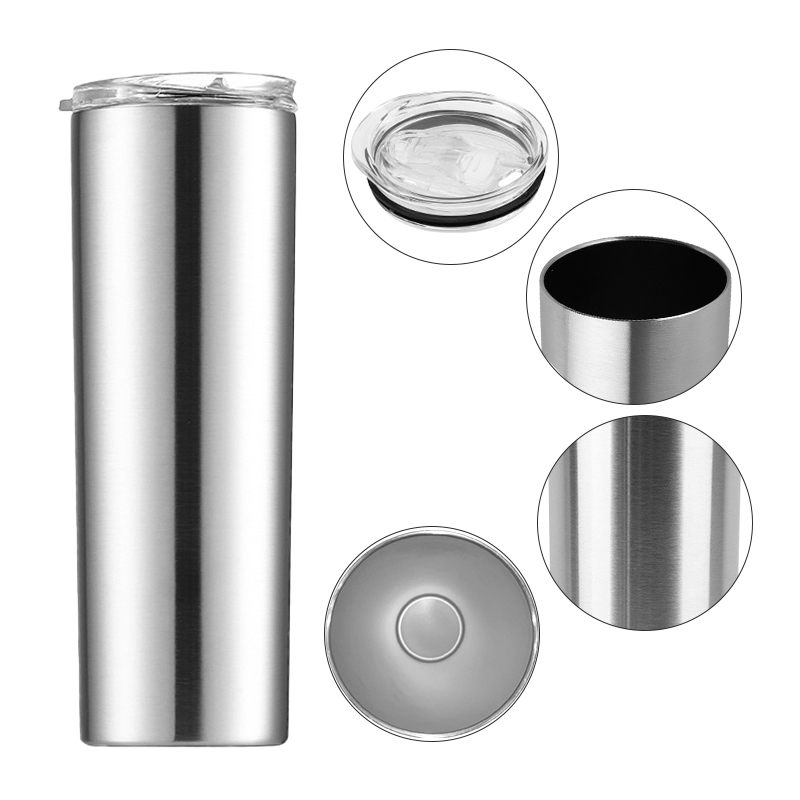 Custom logo 20 oz Double Wall Vacuum Insulated Stainless Steel  Spray Paint Skinny Tumbler With Straw and Sliding Lid 20oz