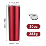Custom logo 20 oz Double Wall Vacuum Insulated Stainless Steel  Spray Paint Skinny Tumbler With Straw and Sliding Lid 20oz