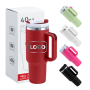 Small Pack 2pcs/ctn Red RTS Stocked H2.0 40oz Powder Coated Travel Mug with Handle Stainless Steel 40 oz Tumbler