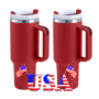 Small Pack 2pcs/ctn Red RTS Stocked H2.0 40oz Powder Coated Travel Mug with Handle Stainless Steel 40 oz Tumbler