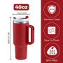 Small Pack 2pcs/ctn Red RTS Stocked H2.0 40oz Powder Coated Travel Mug with Handle Stainless Steel 40 oz Tumbler