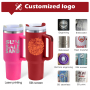 Small Pack 2pcs/ctn Red RTS Stocked H2.0 40oz Powder Coated Travel Mug with Handle Stainless Steel 40 oz Tumbler